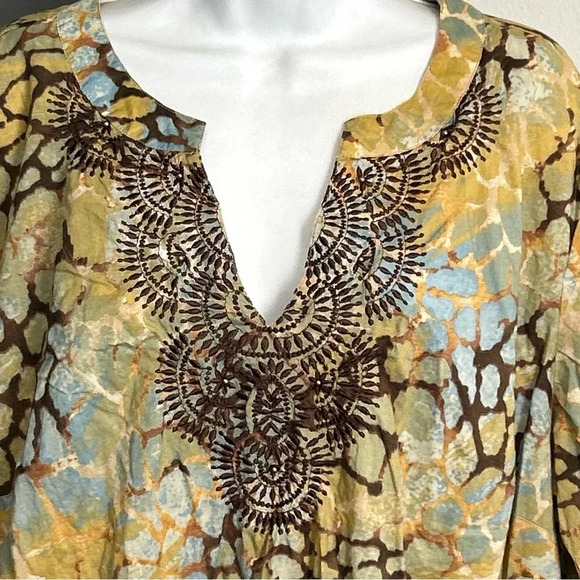Charter Club Women’s 3X Tunic Top Cotton Boho Embroidered Hippie Colorful Artsy - Picture 3 of 13